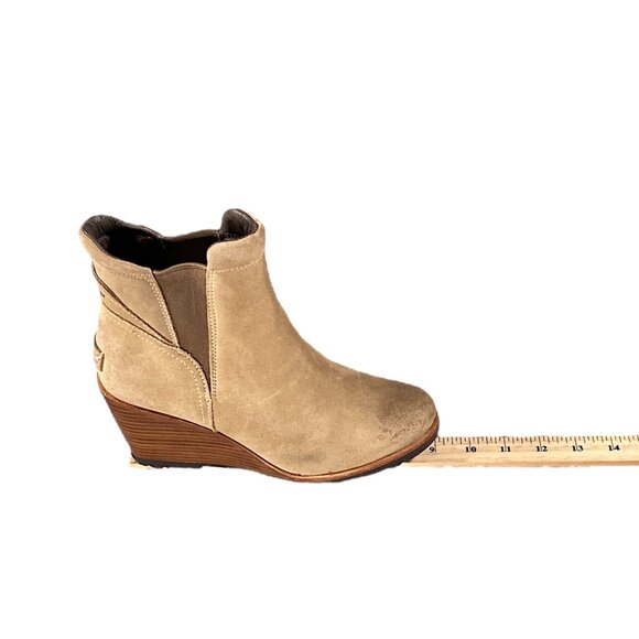Sorel Boots Womens 7.5 Tan Nubuck Wedge Chelsea Ankle Booties After Hours Chic - Picture 8 of 15
